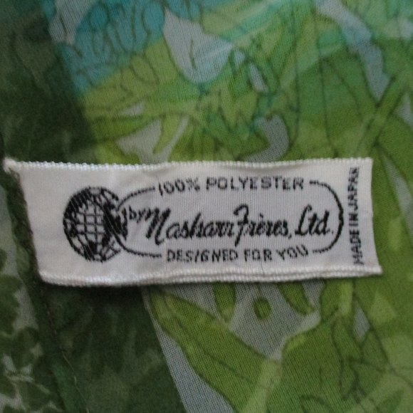 1960s sheer green & blue scarf - Picture 3 of 6